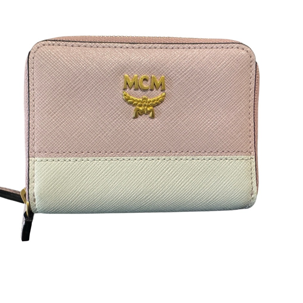 MCM Two-Tone Pink & Cream Zip Wallet/FULL INCLUSION/ COA INCLUDED